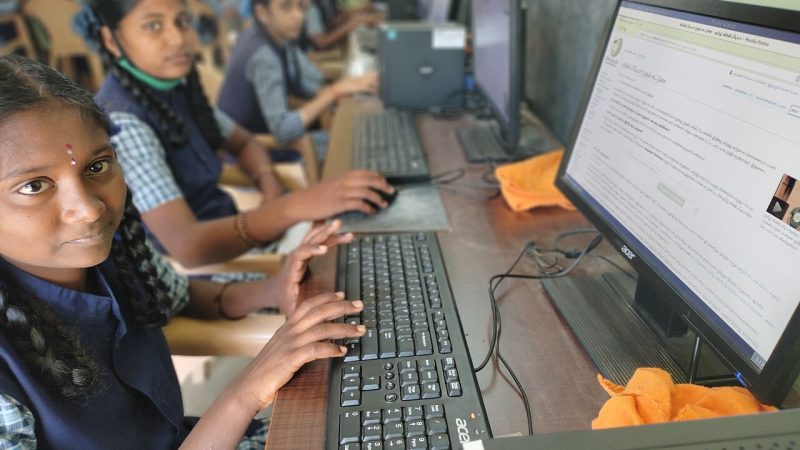 Student learning on a computer