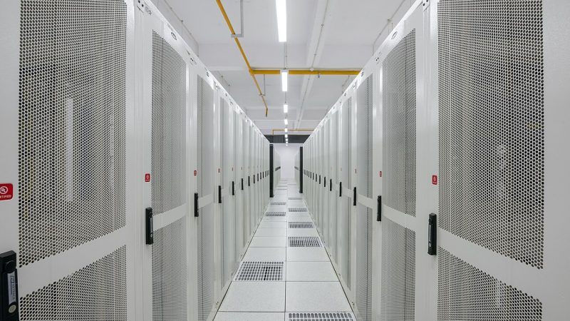 Server racks in a data center in India