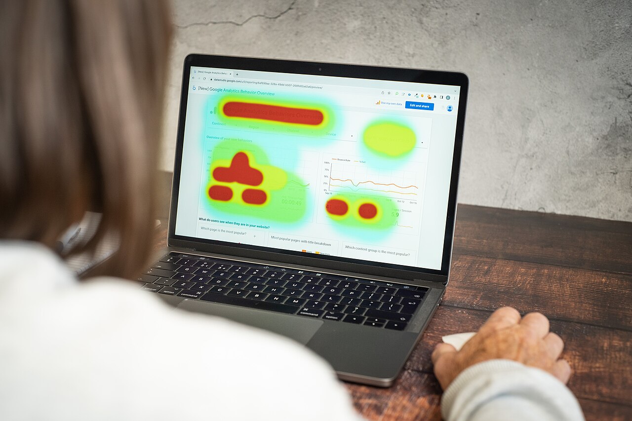 Website heatmap analysis on a laptop