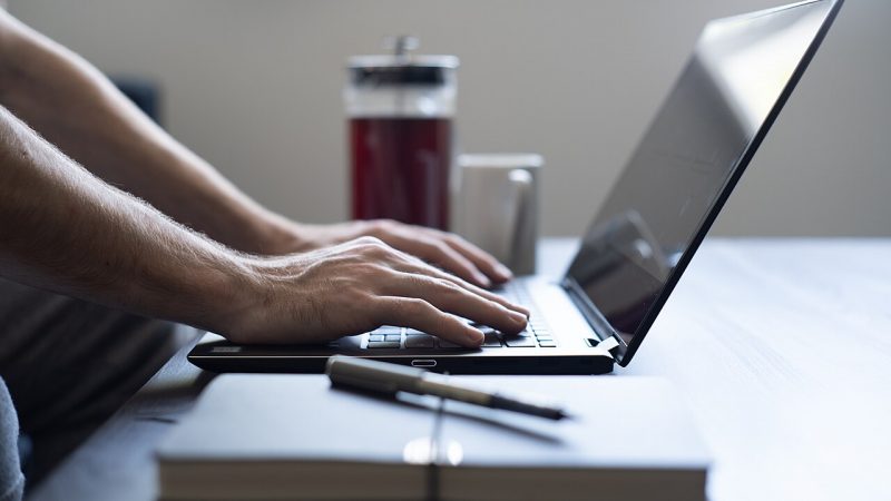 Managing an online store on a laptop